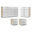 Hawthorne Collections 4PC Set 2 Nightstands & Double Dresser & Chest - Oak/White