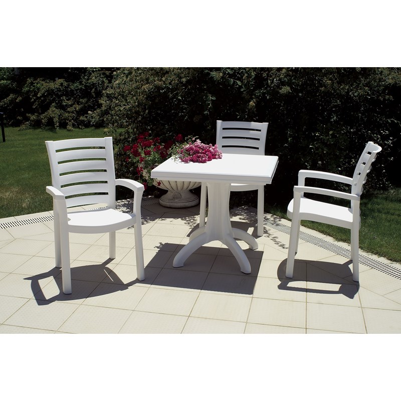 Hawthorne Collections Set of 5 Resin Patio Table and 4 Resin Chairs in White