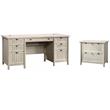 Hawthorne Collections Set of 2 Executive Desk & Lateral File - Chalked Chestnut