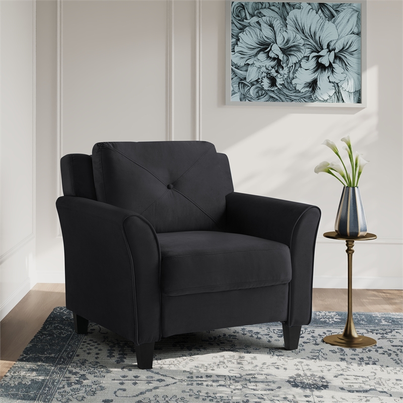 Hawthorne Collections Set of 3 Black Microfiber Sofa and 2 Accent Chairs