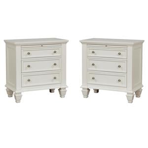 Hawthorne Collections Set of 2 White Nightstands with Pull Out Shelf