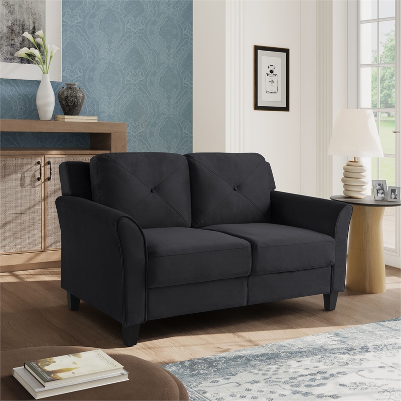 Hawthorne Collections Transitional 2 Piece Set with Sofa and Loveseat in Black