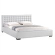 Atlin Designs Faux Leather White Platform Bed Rectangular Tufted Queen Size 70
