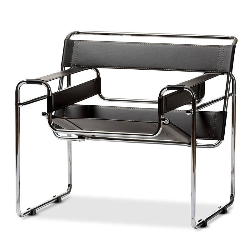 Atlin Designs Bonded Leather Black Accent Chair Rectangular 30