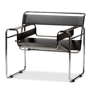 Atlin Designs Bonded Leather Black Accent Chair Rectangular 30&quot H x 28&quot W x 31&quot D