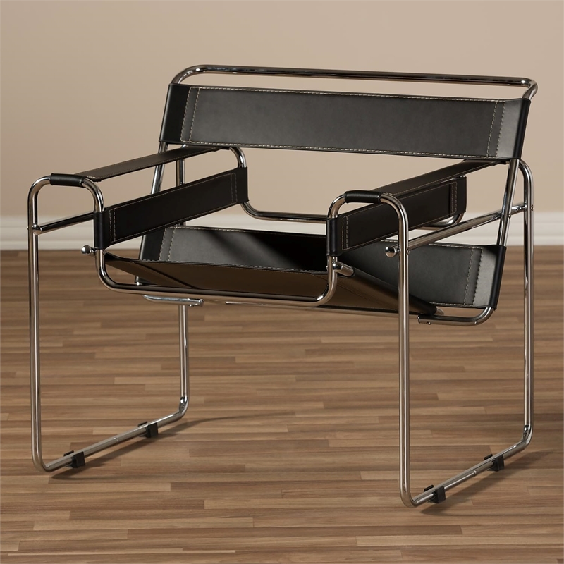 Atlin Designs Bonded Leather Black Accent Chair Rectangular 30