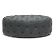 Atlin Designs Linen Beige Ottoman Round Button Tufting 42
