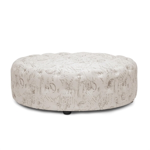 Atlin Designs Modern Fabric Upholstered Round Ottoman in Beige
