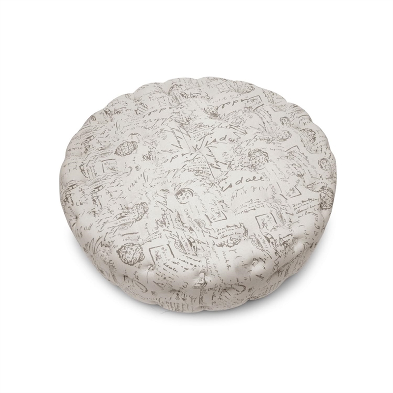 Atlin Designs Modern Fabric Upholstered Round Ottoman in Beige