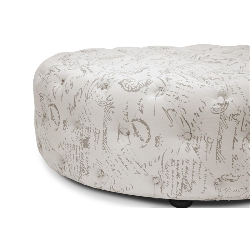 Atlin Designs Modern Fabric Upholstered Round Ottoman in Beige