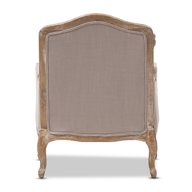 Atlin Designs Rubberwood Beige Accent Chair Traditional French Style 37.25