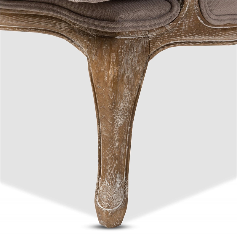 Atlin Designs Rubberwood Beige Accent Chair Traditional French Style 37.25