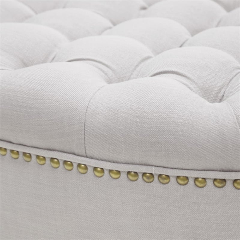 Atlin Designs Round Upholstered Ottoman in Gray