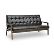 Atlin Designs Faux Leather Tufted Sofa in Brown