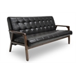 Atlin Designs Faux Leather Tufted Sofa in Brown