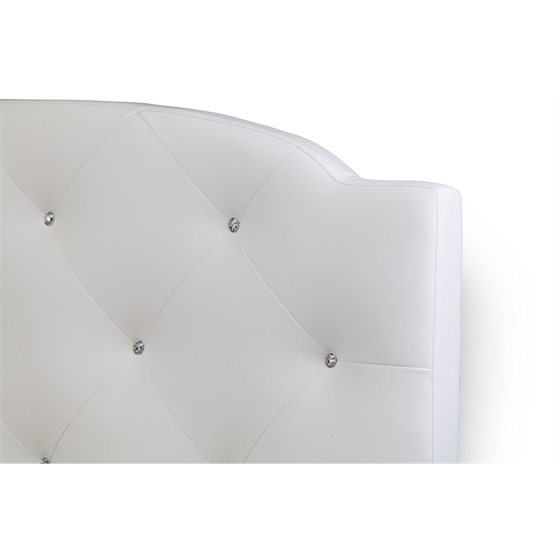 Atlin Designs Modern Faux Leather Tufted Queen Platform Bed in White