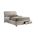 Atlin Designs Upholstered King Tufted Storage Bed in Beige