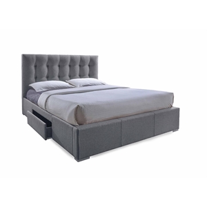 Atlin Designs Upholstered Queen Tufted Storage Bed in Gray
