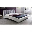 Atlin Designs Upholstered Queen Leather Tufted Bed in White
