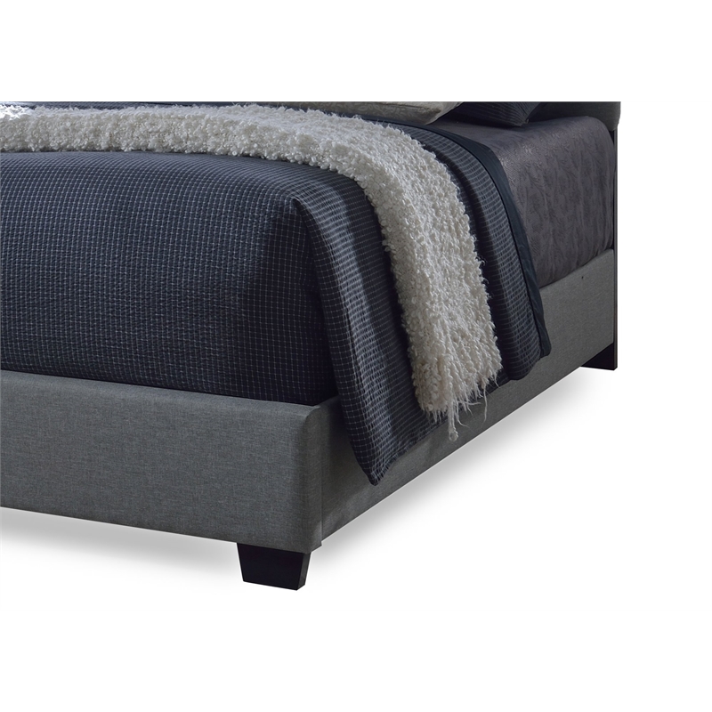 Atlin Designs Upholstered Queen Tufted Panel Bed in Gray