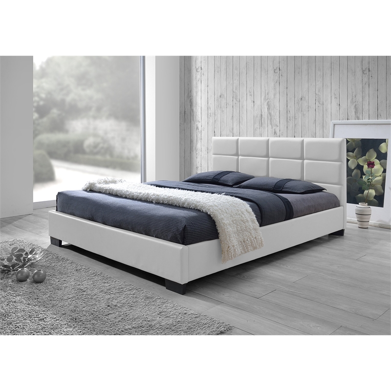 Atlin Designs Modern Faux Leather Upholstered Queen Platform Bed in Brown