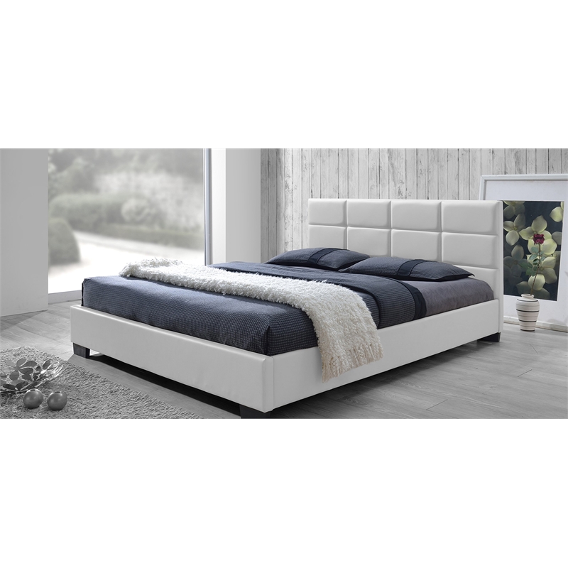Atlin Designs Modern Faux Leather Upholstered Queen Platform Bed in Brown