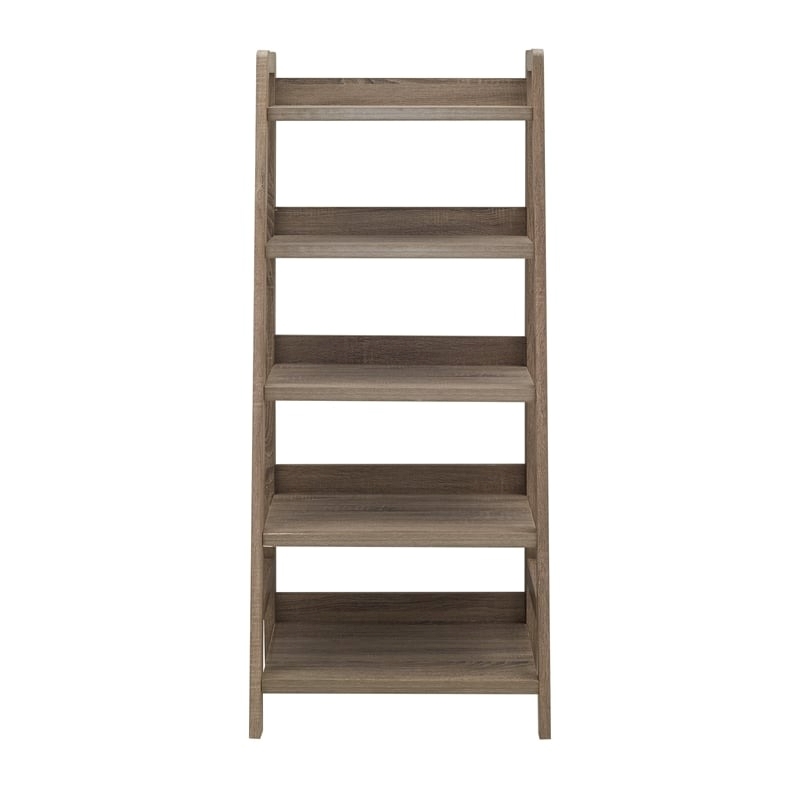 Atlin Designs MDF Gray Wash Ladder Bookshelf Rectangular 25.75