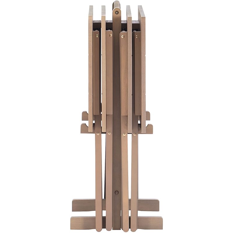 Atlin Designs Rubberwood Gray Tray Table Set Rectangular Planked Top 26.38