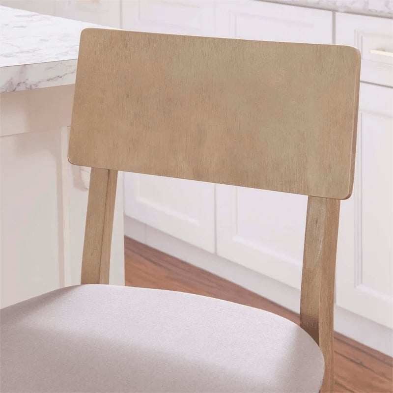 Atlin Designs Acacia Wood Gray Counter Stool Rectangular Upholstered 25.2