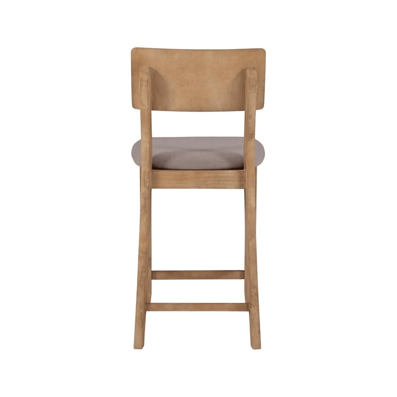 Atlin Designs Acacia Wood Gray Counter Stool Rectangular Upholstered 25.2