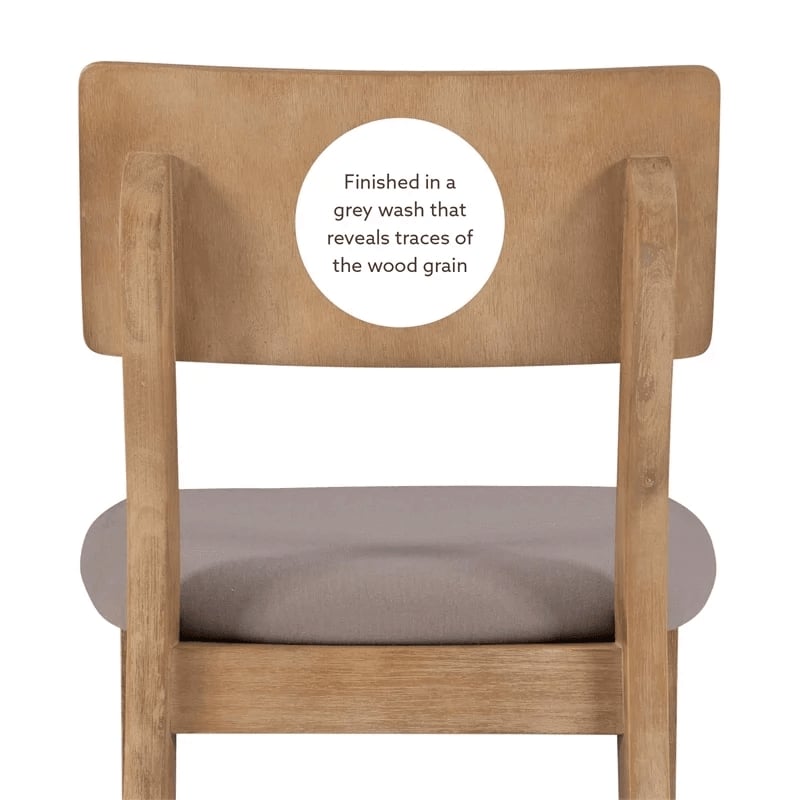 Atlin Designs Acacia Wood Gray Counter Stool Rectangular Upholstered 25.2