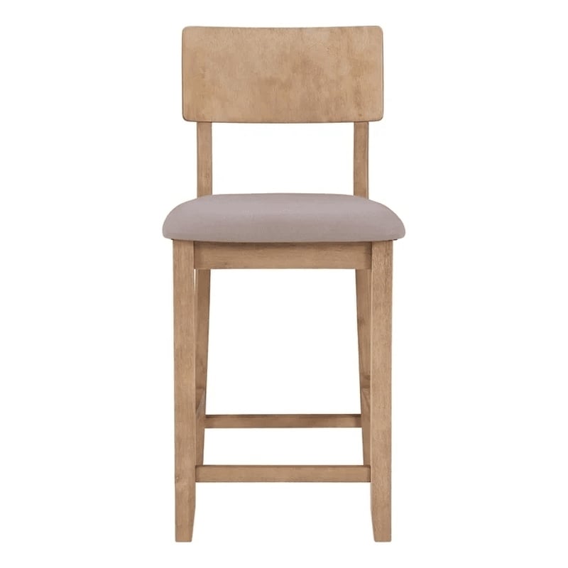 Atlin Designs Acacia Wood Gray Counter Stool Rectangular Upholstered 25.2