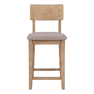 Atlin Designs Acacia Wood Gray Counter Stool Rectangular Upholstered 25.2&quot Unassembled