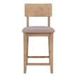 Atlin Designs Acacia Wood Gray Counter Stool Rectangular Upholstered 25.2