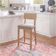 Atlin Designs Acacia Wood Gray Counter Stool Rectangular Upholstered 25.2