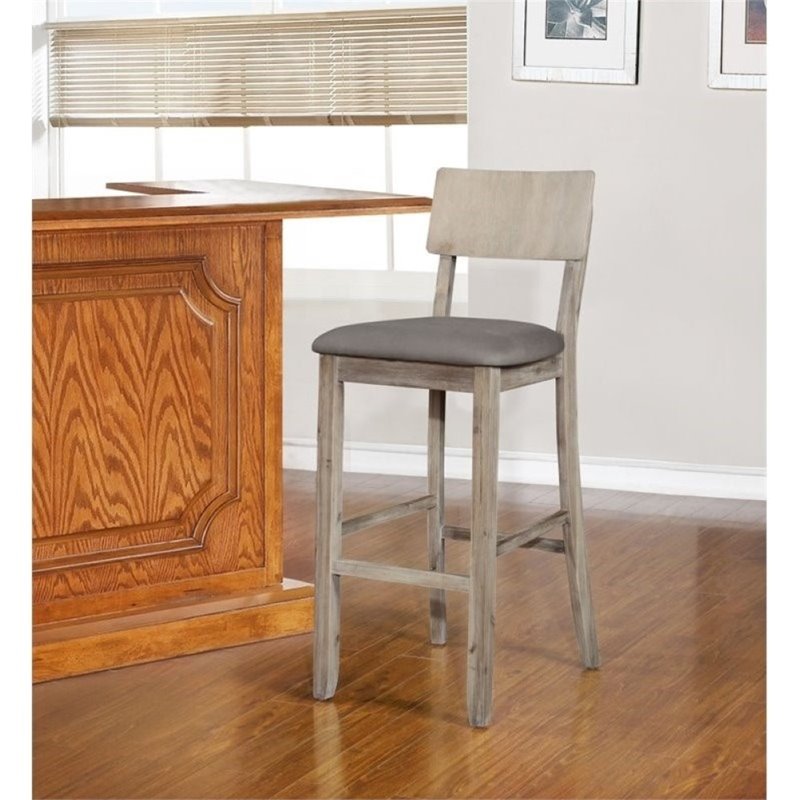 Atlin Designs Acacia Wood Gray Bar Stool Rectangular 43.5