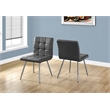 Atlin Designs Contemporary Leather & Metal Dining Chair in Gray (Set of 2)
