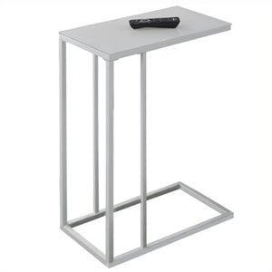 Atlin Designs Accent End Table in White with Frosted Tempered Glass