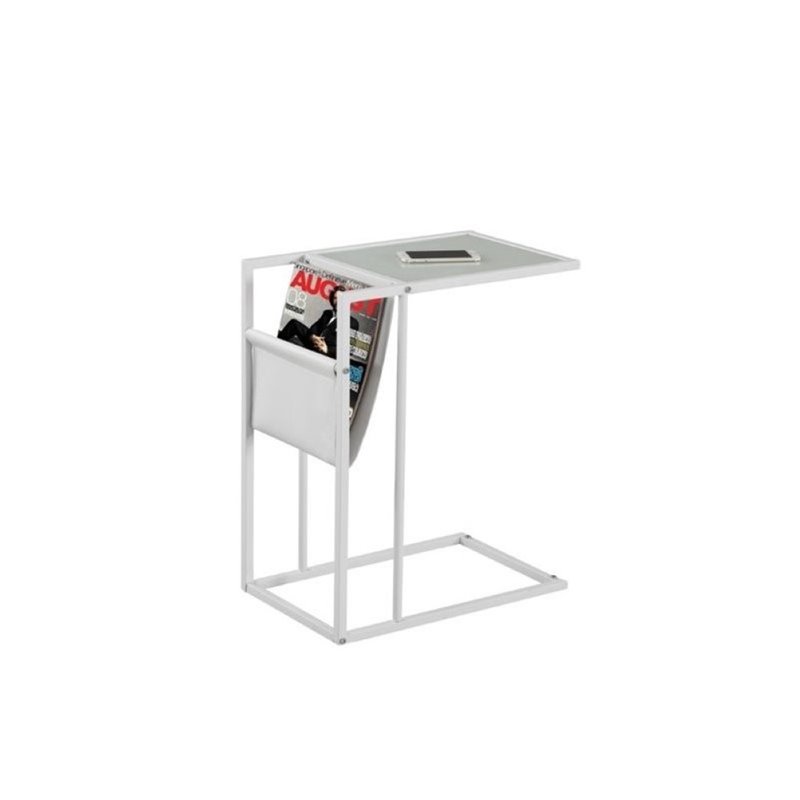 Atlin Designs Metal End Table with Magazine Rack in White