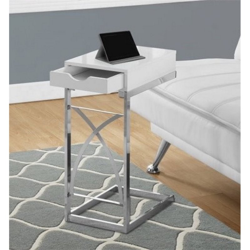 Atlin Designs Metal White End Table Rectangular with Drawer 24