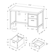 Atlin Designs Metal White Home Office Desk Rectangular 48