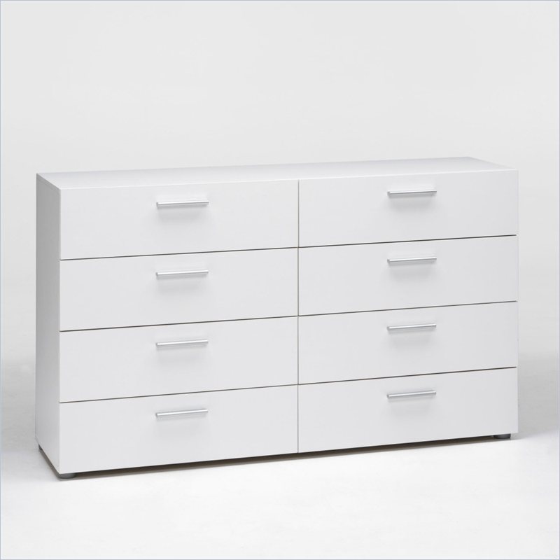 Atlin Designs Engineered Wood White Double Dresser Contemporary 55