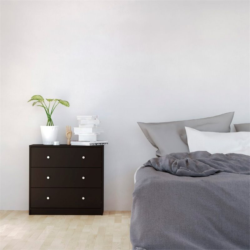 Atlin Designs Traditional 3-Drawer Engineered Wood Chest Dresser in Black