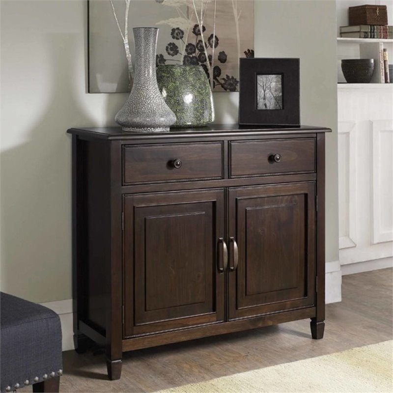 Atlin Designs Wood Dark Chestnut Brown Storage Cabinet Rectangular Adjustable Shelves 40