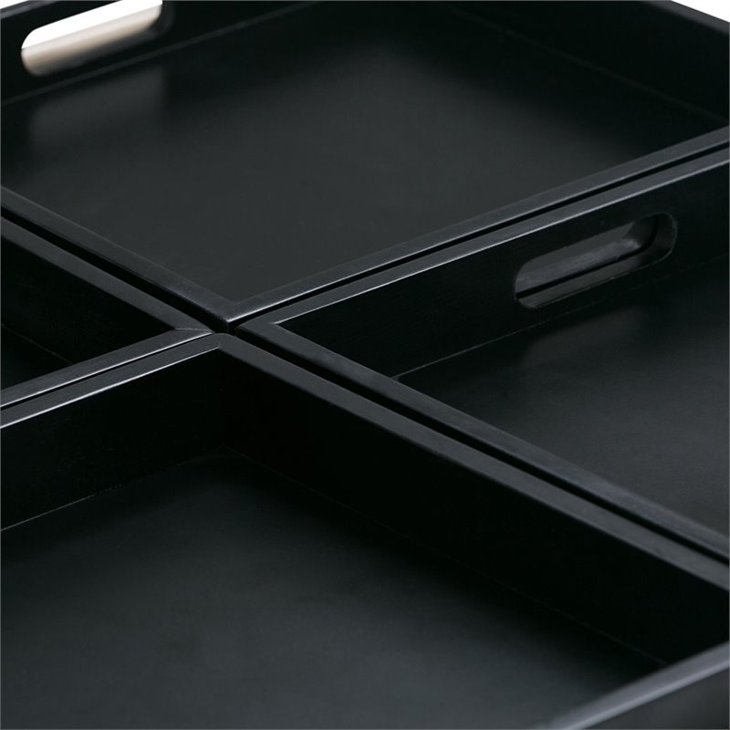 Atlin Designs Faux Leather Coffee Table Ottoman in Black