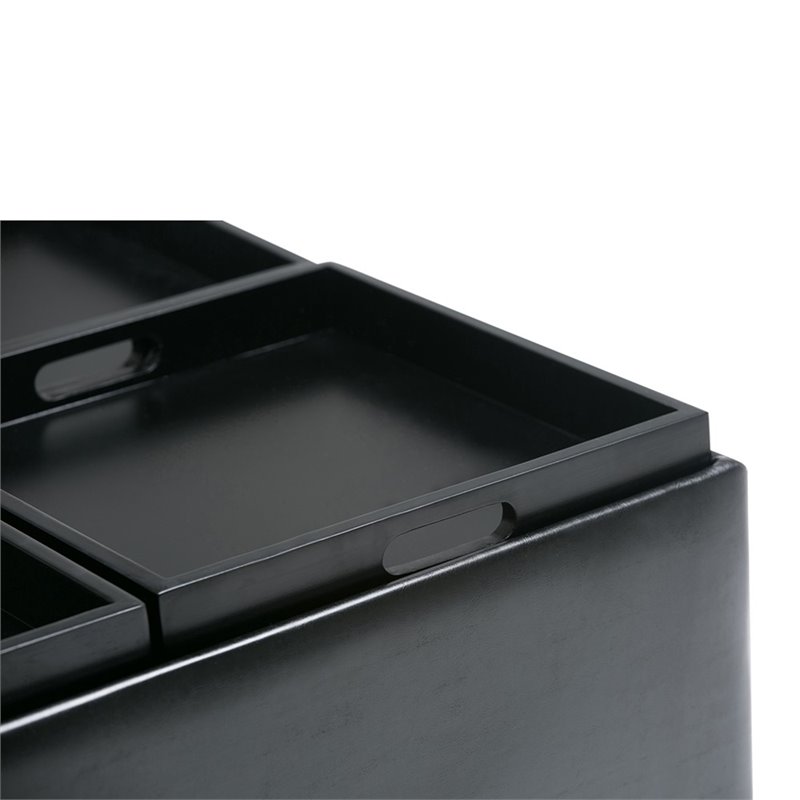 Atlin Designs Faux Leather Coffee Table Ottoman in Black