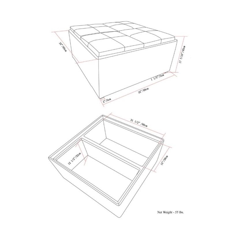 Atlin Designs Coffee Table Storage Ottoman in Gray