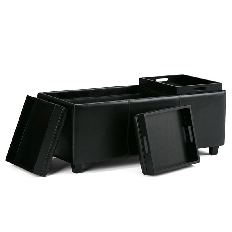 Atlin Designs Faux Leather Storage Bench in Black