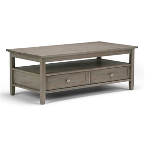Atlin Designs Solid Pine Distressed Gray Coffee Table Rectangular 48&quot x 24&quot x 18&quot