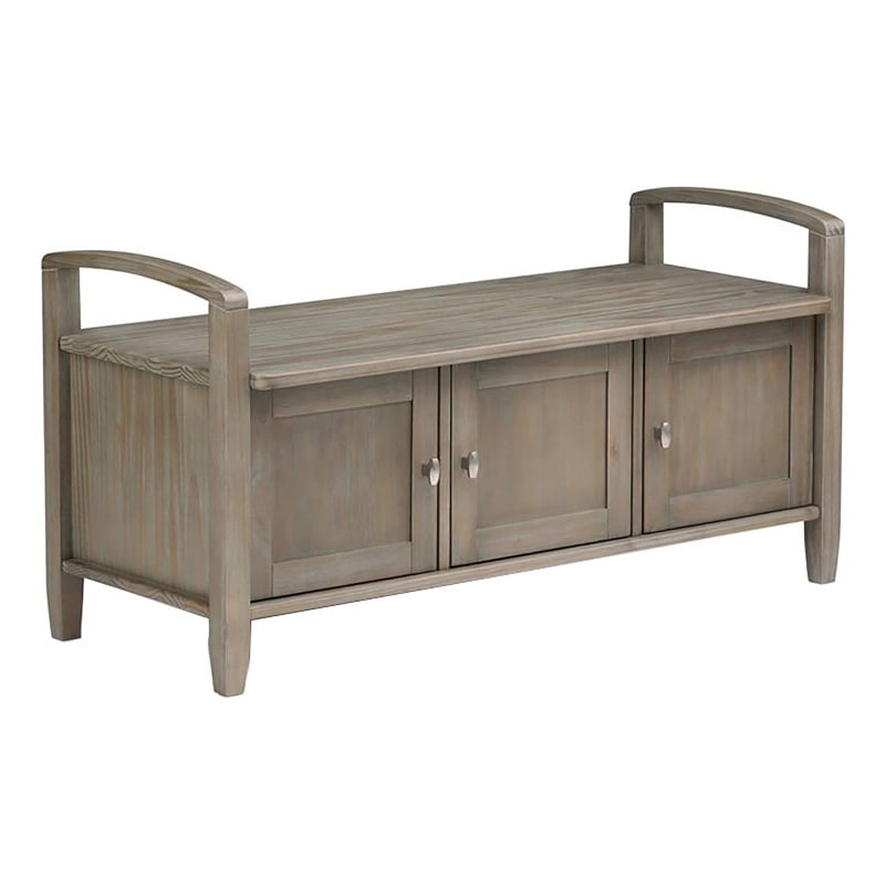 Atlin Designs Wood Distressed Gray Storage Bench Rectangular Large 44
